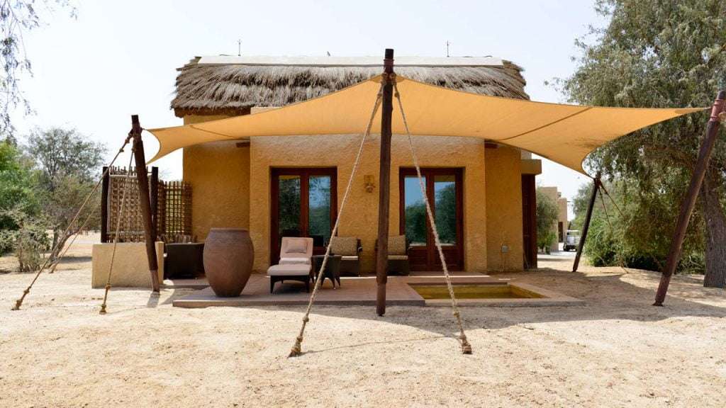 Anantara Sir Bani Yas Island resort with thatched chalets