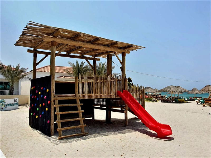 Custom-built timber structures provide plenty of wholesome activities for the kids.